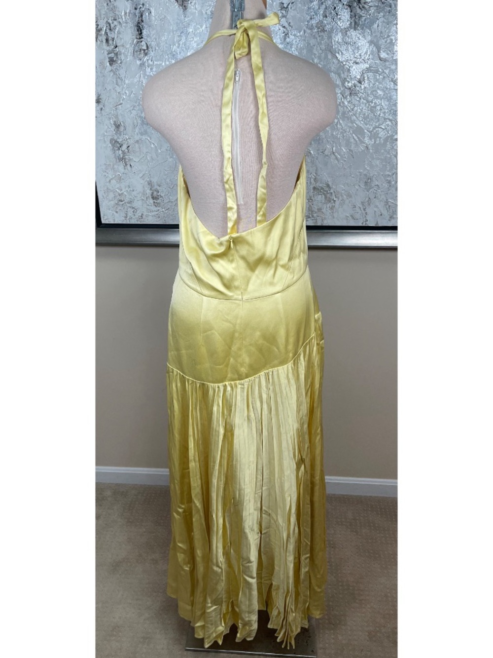 ALEXIS Saab Pleated Drop Waist Yellow Maxi Dress Size XL - Picture 8 of 10